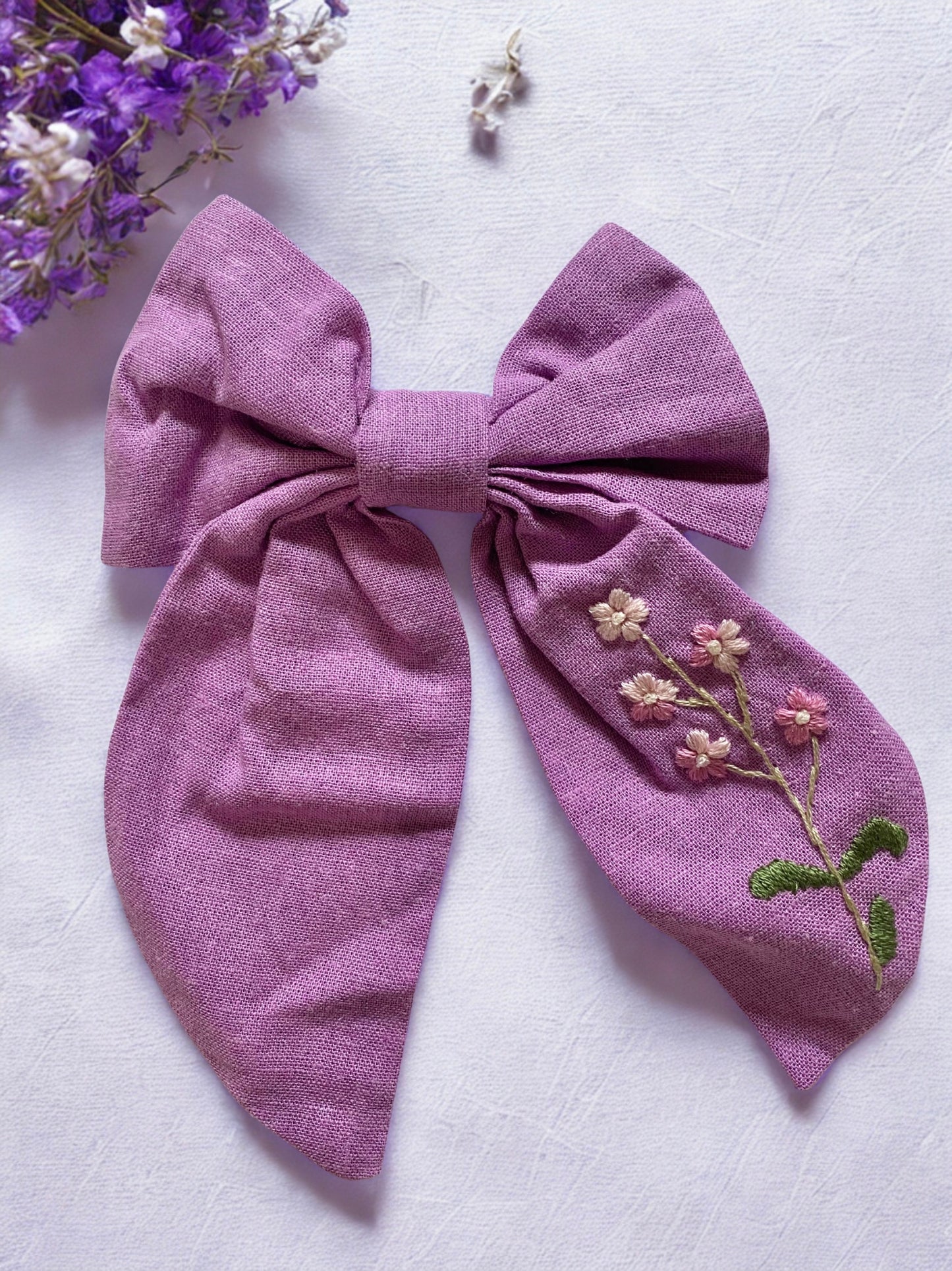 Wild Geranium Flower Purple Hair Bow