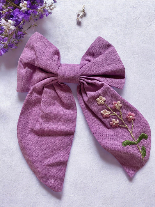 Wild Geranium Flower Purple Hair Bow